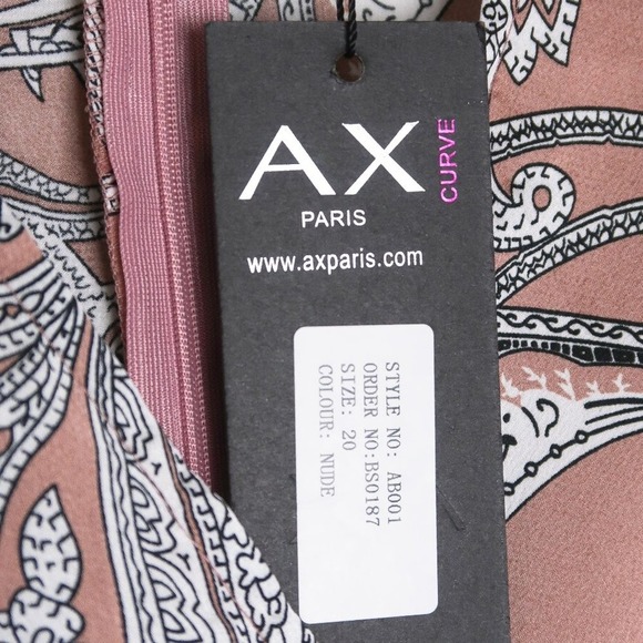 AX Paris Womens Curve Mini Dress 16 Pink Silver Paisley Wrap Boho Brunch Cowgirl - Picture 5 of 10